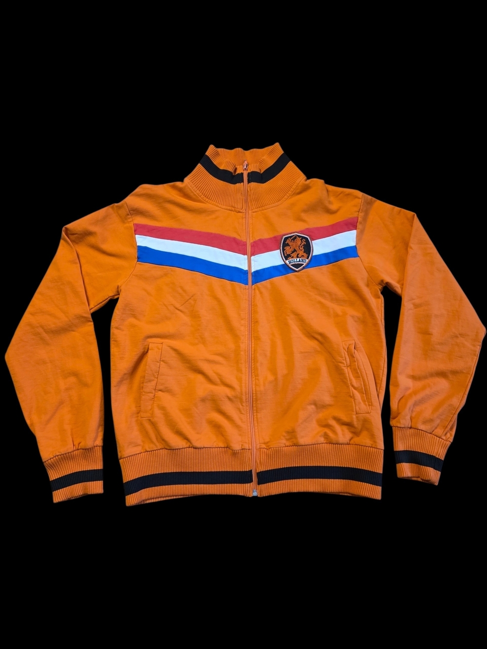 Vintage Classic Orange Track Jacket with Navy Lettering